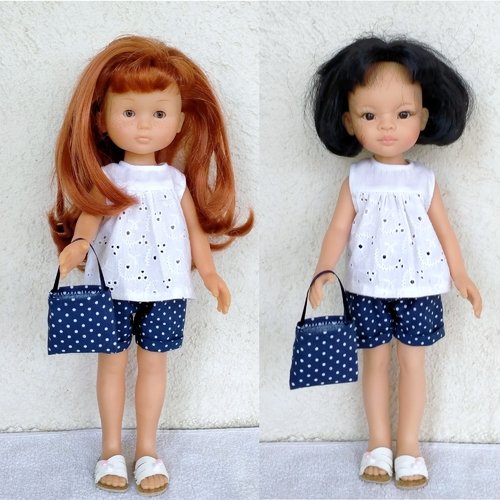 Habits les chéries / paola reina - ensemble short bleu marine et blanc