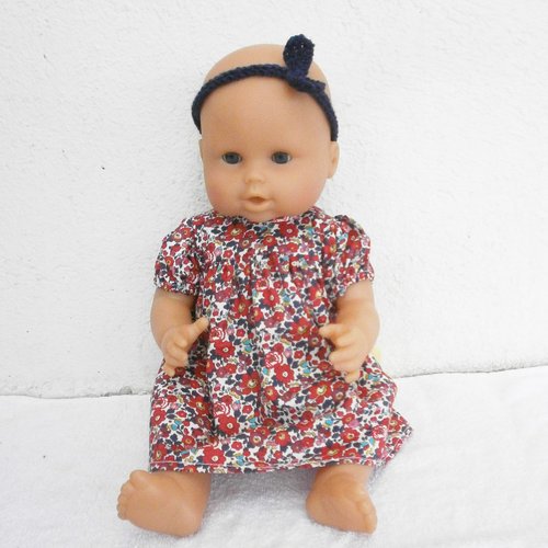 Vêtements poupon corolle 36 cm -  robe liberty et bandeau