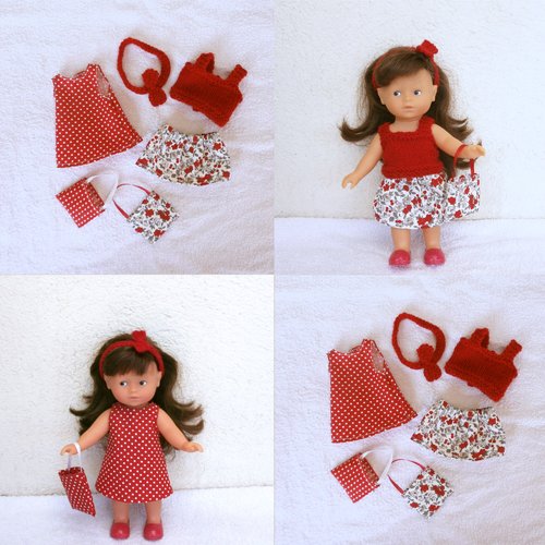 Vêtements mini corolline : lot fleurs et pois rouge
