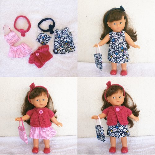Habits mini corolline - lot fleurs et rayures bleu / rose