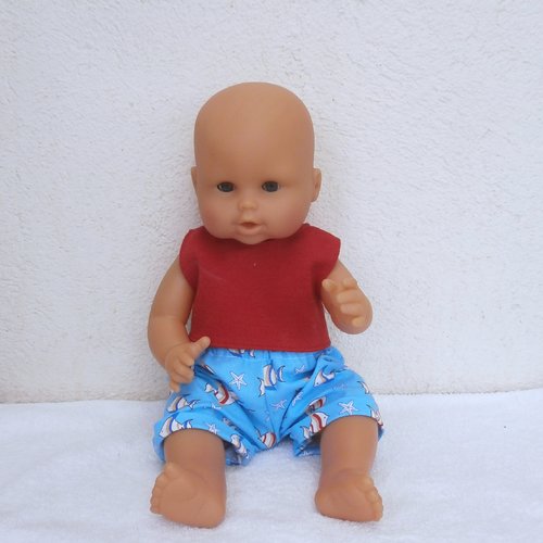 Vêtements poupon 36 cm vinyle - short et débardeur