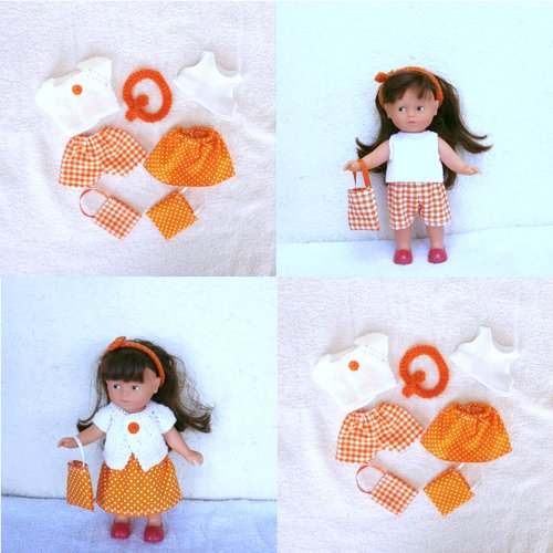 Vêtements mini corolline : lot été orange et blanc