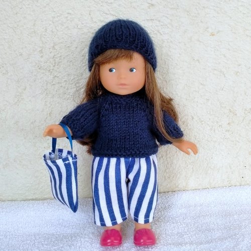 Vêtements poupée mini corolline 20 cm : tenue inspiration marin