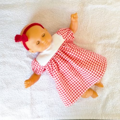 Robe pour poupon corolle 30 cm - vichy rouge
