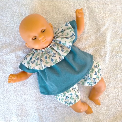 Vêtements poupon corolle 30 cm : ensemble bleu