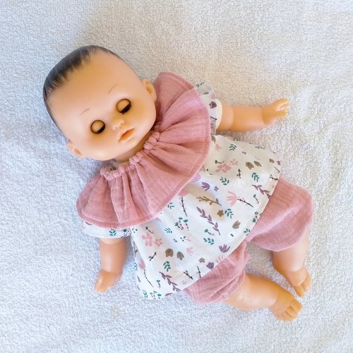 Habits poupon petitcollin 28 cm - ensemble rose