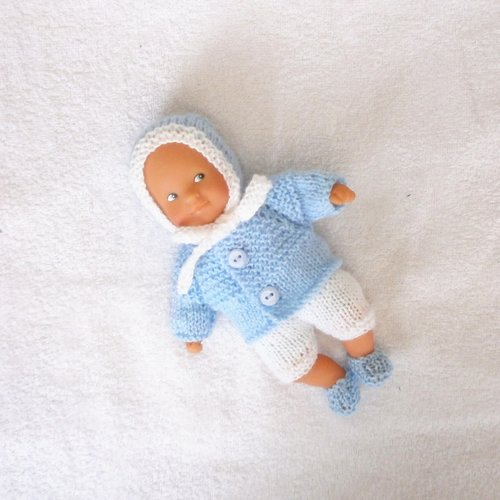 Habits mini poupon corolle - ensemble layette bleu et blanc