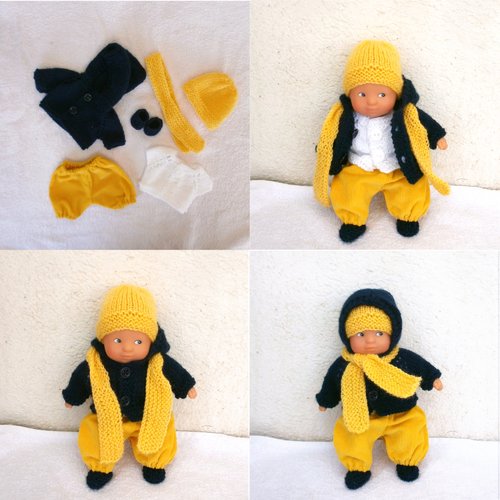 Habits mini poupon corolle - les frileux, jaune / bleu marine
