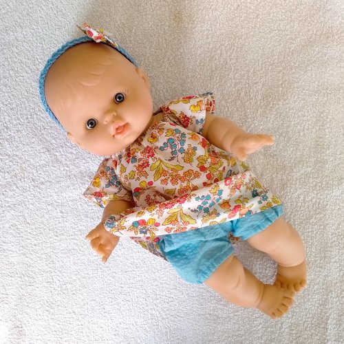 Vêtements minikane 34 cm - robe, bloomer et bandeau