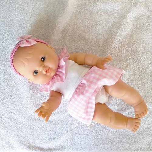 Vêtements minikane 34 cm - ensemble vichy rose