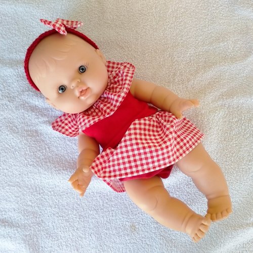Vêtements minikane 34 cm - ensemble vichy rouge