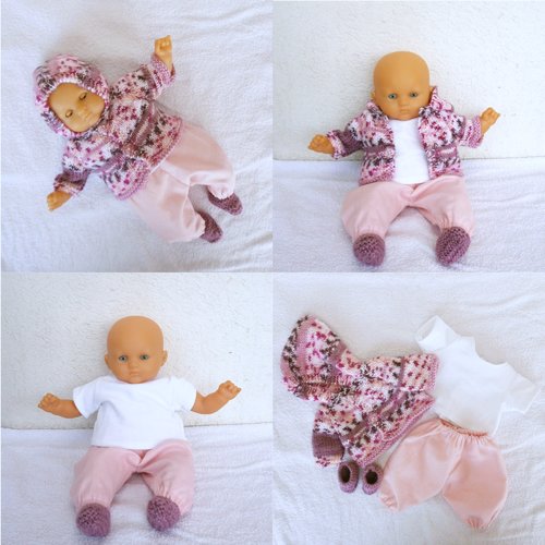 Habits poupon 30 cm - ensemble d'hiver rose