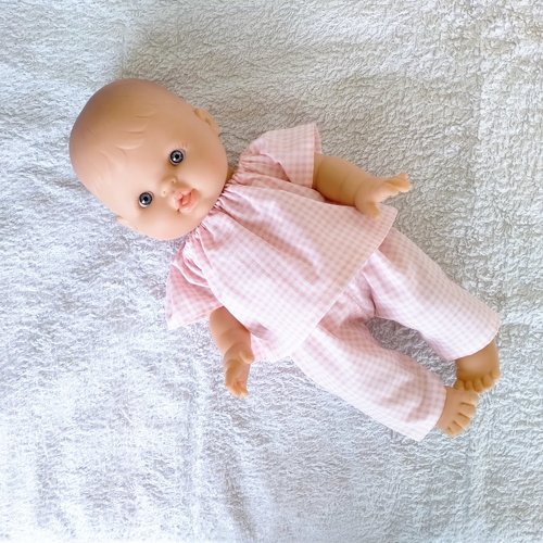 Vêtements minikane 34 cm - pyjama vichy rose pastel