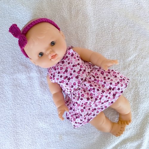 Vêtements minikane 34 cm - ensemble fleurs tons roses