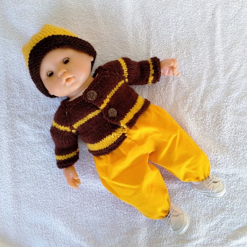 Habits poupon corolle 36 cm -  ensemble marron et jaune