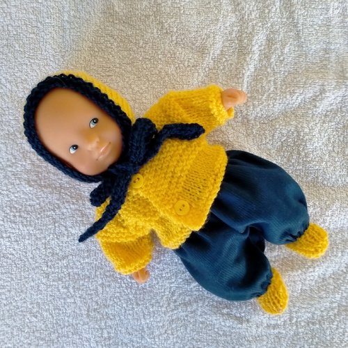 Habits mini poupon corolle - ensemble bleu marine et jaune