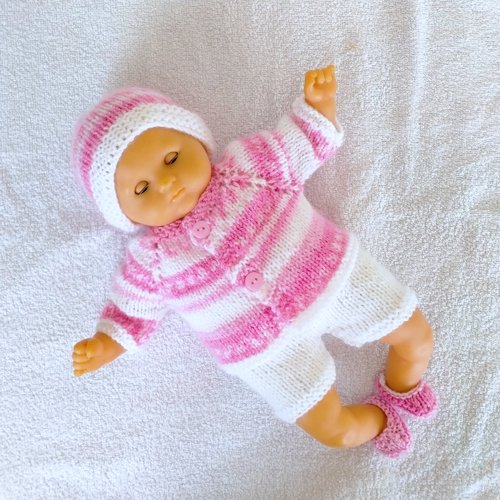 Vêtements poupon corolle 30 cm - tenue rose fantaisie