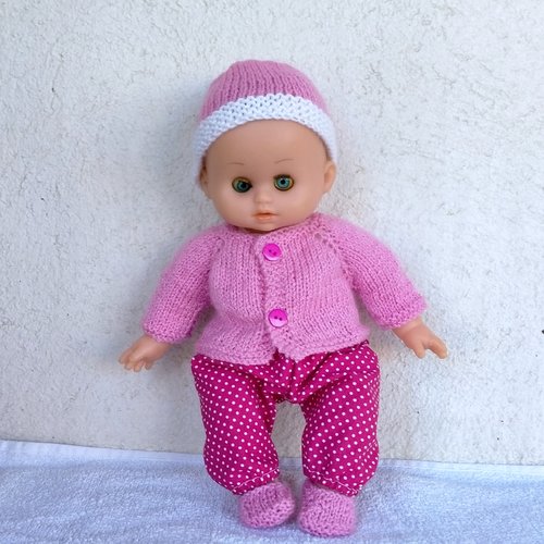 Habits poupon petitcollin 28 cm - ensemble rose