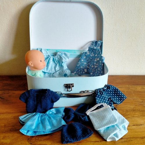 Valisette mini poupon corolle et son trousseau (bleu)