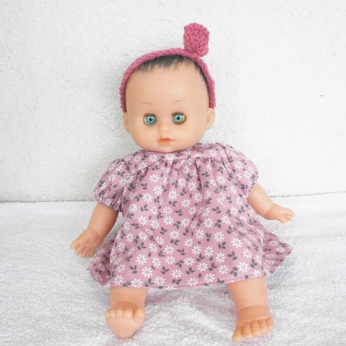 Habits, vêtements poupon petitcollin 28 cm - robe rose