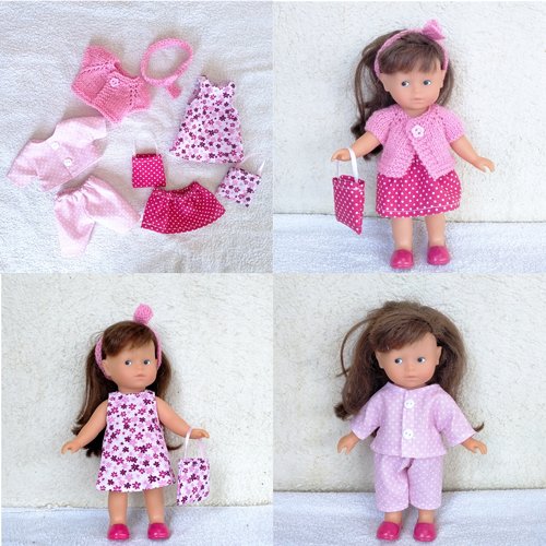 Vêtements pour mini corolline 20 cm : mini trousseau rose