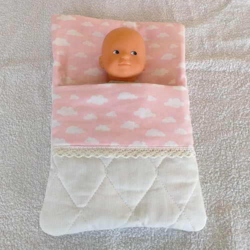 Accessoire mini poupon corolle - sac de couchage rose nuages