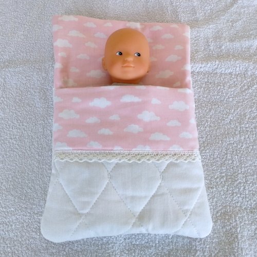 Accessoire mini poupon corolle - sac de couchage rose nuages