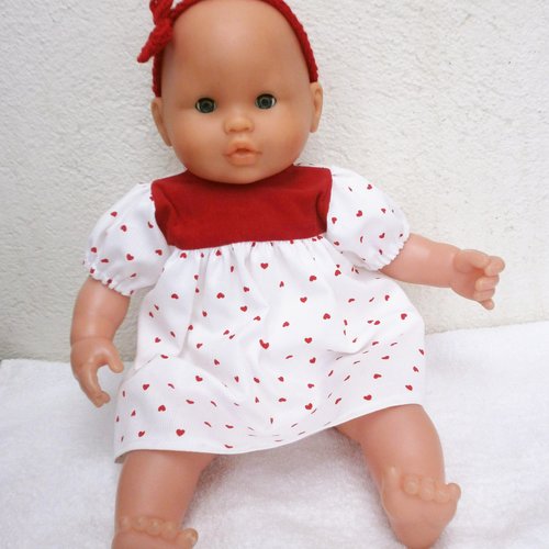 Vêtements poupon corolle 36 cm -  robe coeurs rouges