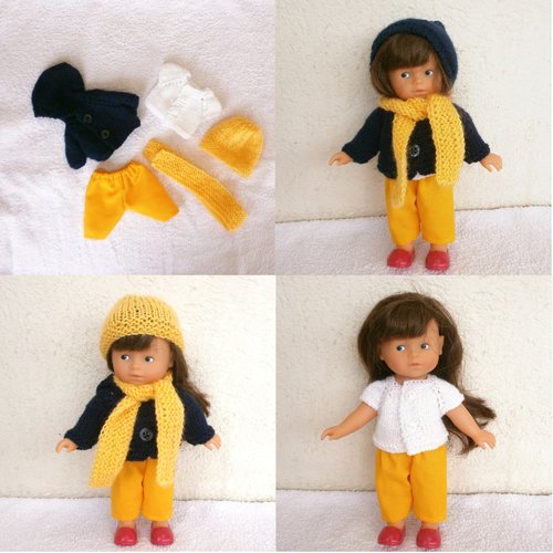 Vêtements mini corolline - tenue hiver bleu marine / jaune