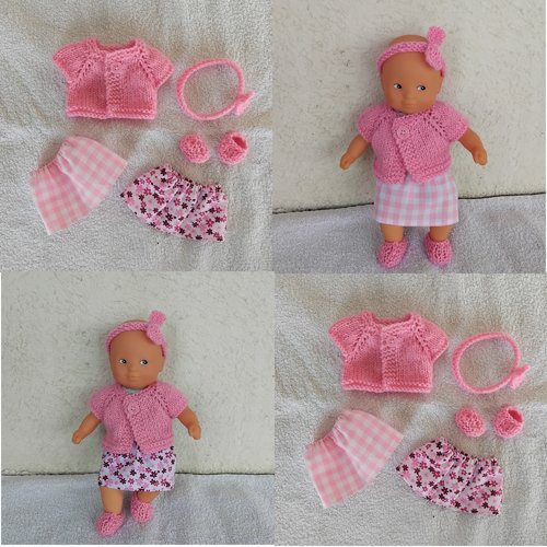 Habits mini poupon corolle - lot de vêtements roses