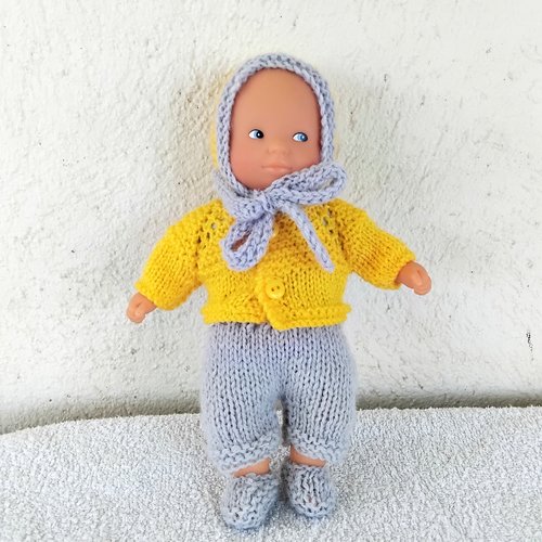 Habits mini poupon corolle - ensemble layette jaune et gris