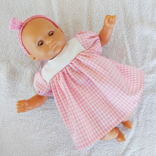 Robe pour poupon corolle 30 cm - vichy rose