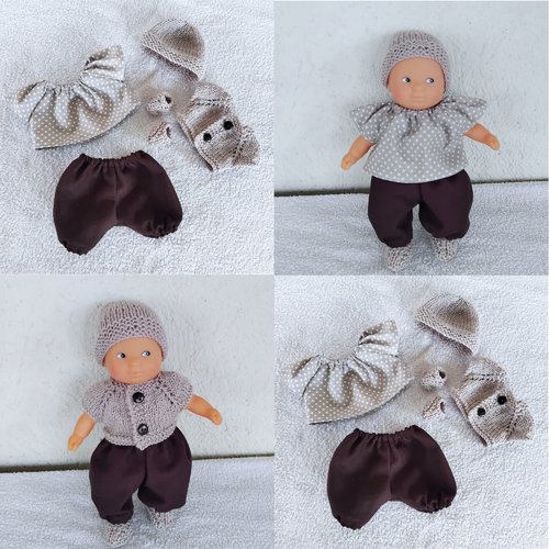 Habits mini poupon corolle 20 cm : lot taupe / marron
