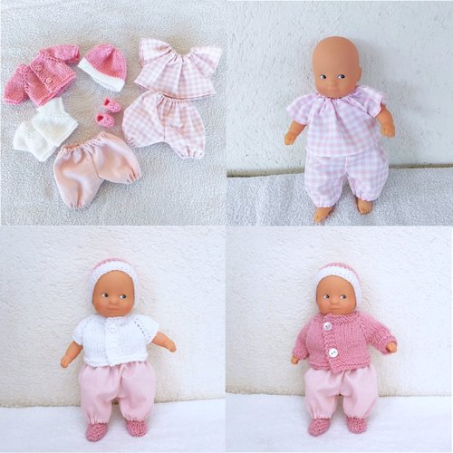 Habits mini poupon corolle 20 cm : lot les basiques rose