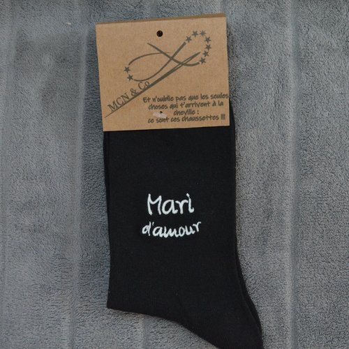 Chaussettes personnalisées brodées "mari d'amour"