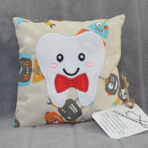 Coussin à dent de lait personnalisable motif "robots"
