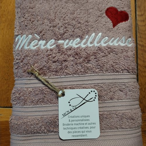 Lot de serviettes brodées « mère-veilleuse » & « père-fect » – cadeau parents original