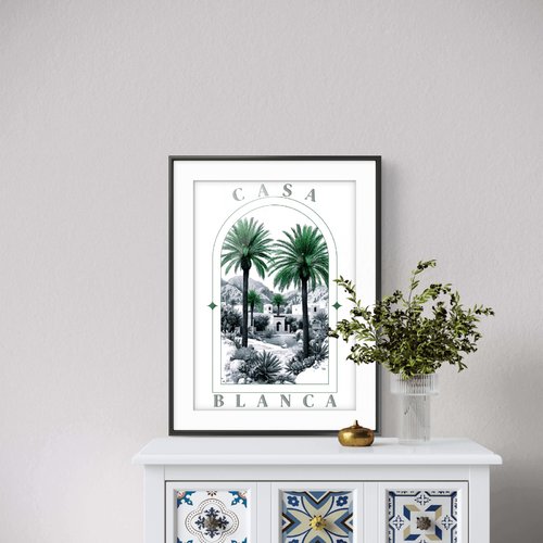 Affiche casablanca monochrome vert