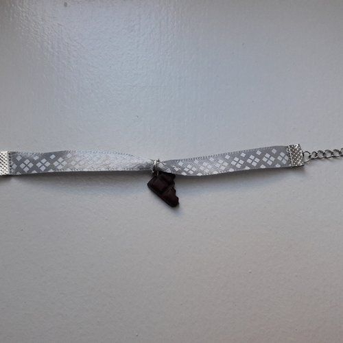 Bracelet chocolat ruban gris