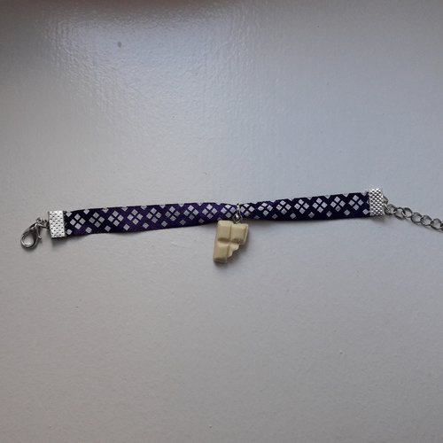 Bracelet chocolat ruban violet