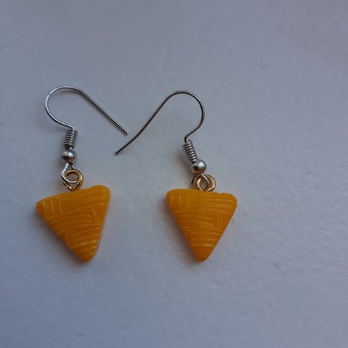 Boucles d'oreilles triangles jaunes oranges en relief