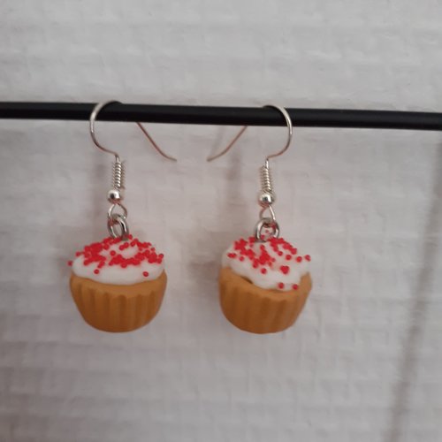 Boucles d'oreilles cupcakes microbilles rouges
