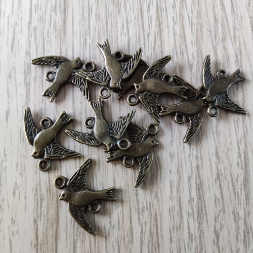 Lot de 10 séparateurs intercalaires oiseau en métal bronze