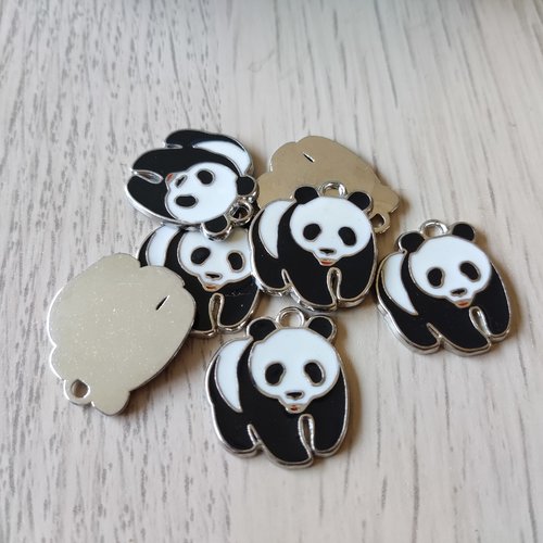 Lot de 10 breloques panda émaillé