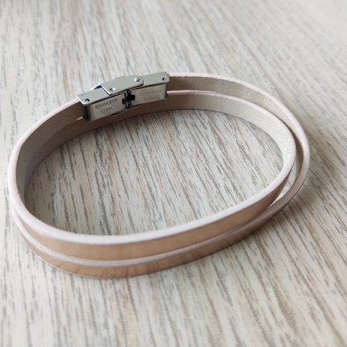 Kit bracelet en cuir 5mm couleur or rose