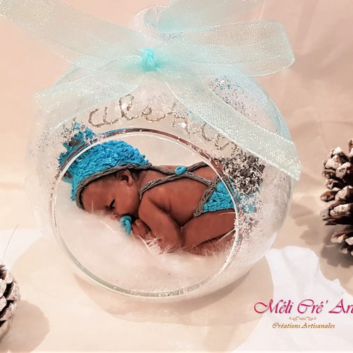 Boule De Noel Decoration Suspension Sapin De Noel Bebe Metisse Lapin Fimo Un Grand Marche