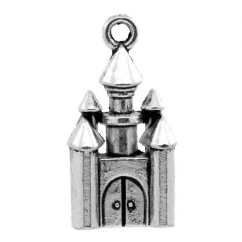Lot de 2 breloques argentées château