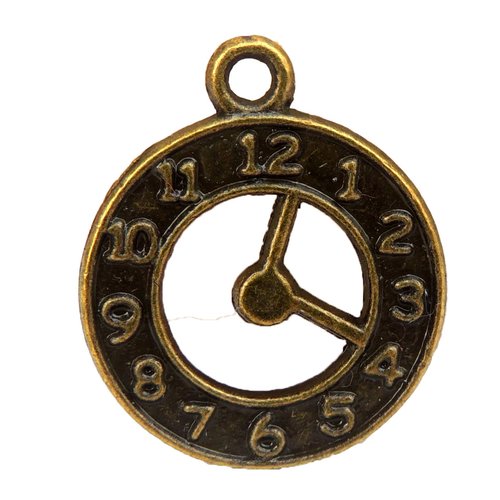 Lot de 4 breloques horloge en bronze