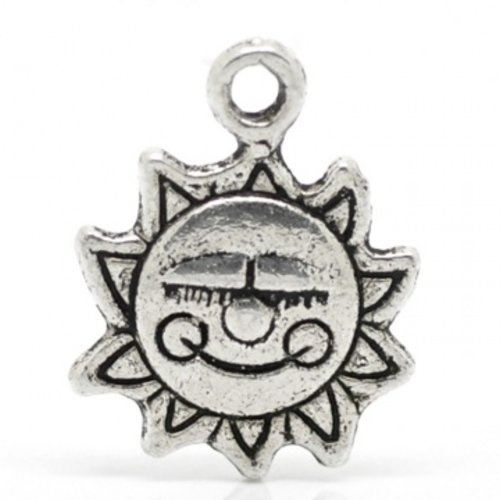 Lot de 10 breloques argentées soleil