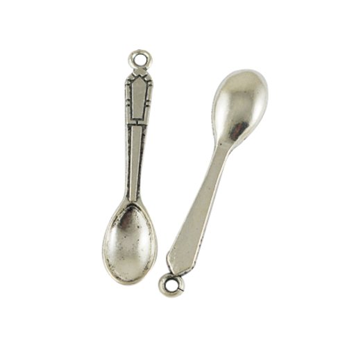 Lot de 4 breloques pendentifs cuillère - 49x11x3 mm